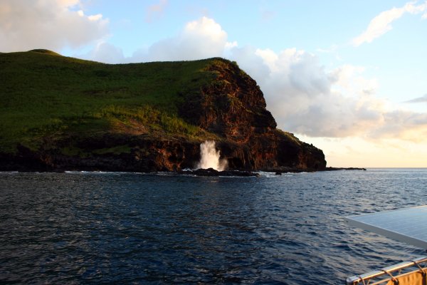 Baie de Hanamoenoa, northern most anchorage we stayed in on Tahuata - we loved to watch this blow hole